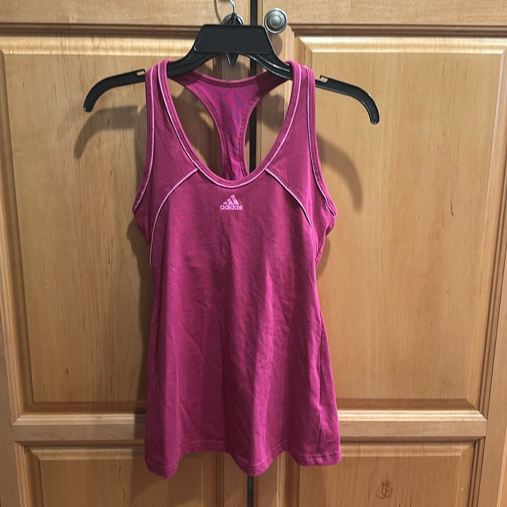 NWOT- Adidas Women's Pink Tank Top/Sports Bra Climalite Cotton